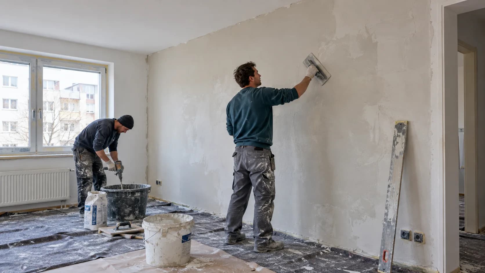 Handwerker bei Innenausbauarbeiten